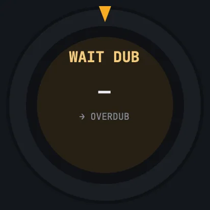 A ring that reads WAIT DUB, with the wedge at twelve o'clock, — for the count, and → OVERDUB below.