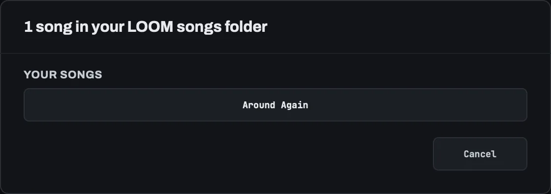 Open song with one song in the songs folder.