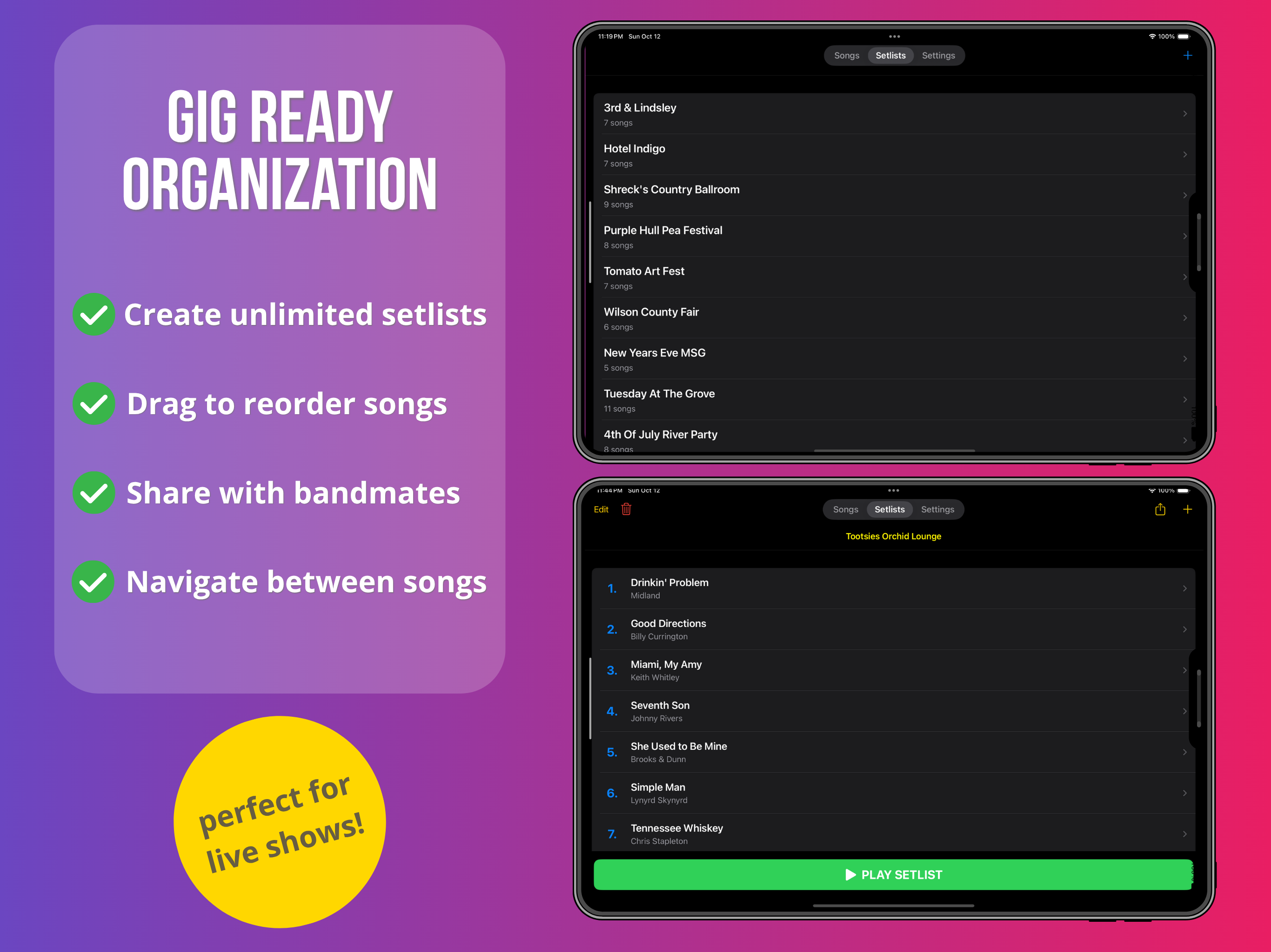GigScroll - Create and edit songs